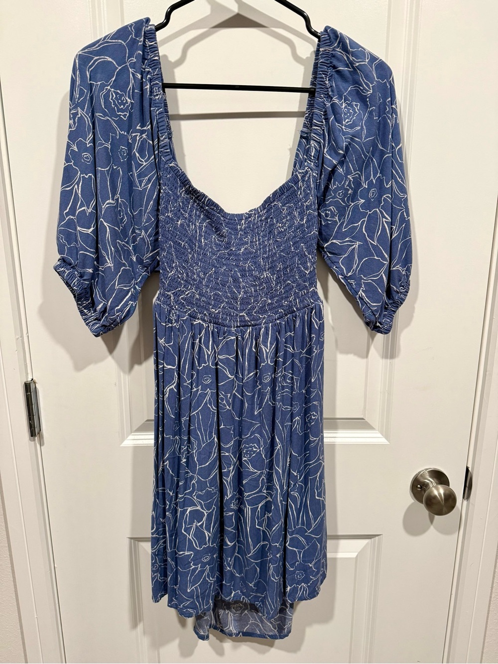 Roxy Blue Floral Smocked Dress